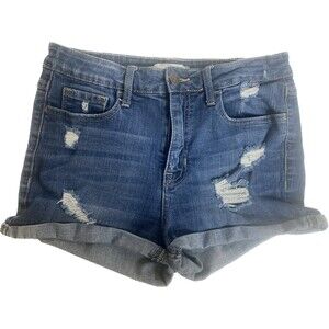 Klique B Size Medium Women’s Denim Shorts Distressed Folded Hem Size 27